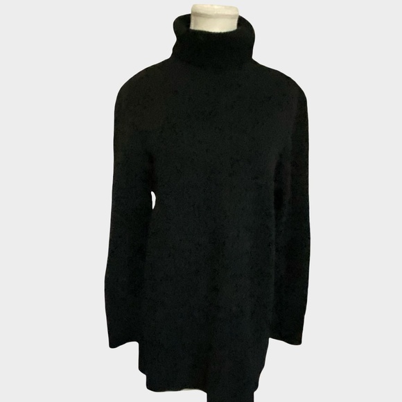 Lands' End Black Cotton Cable Knit Casual Office Holiday Turtleneck Sweater-1X - Picture 1 of 14